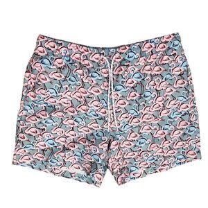 Boca Classic Pink Flamingo Print Men’s Trunks Swimsuits Sz L